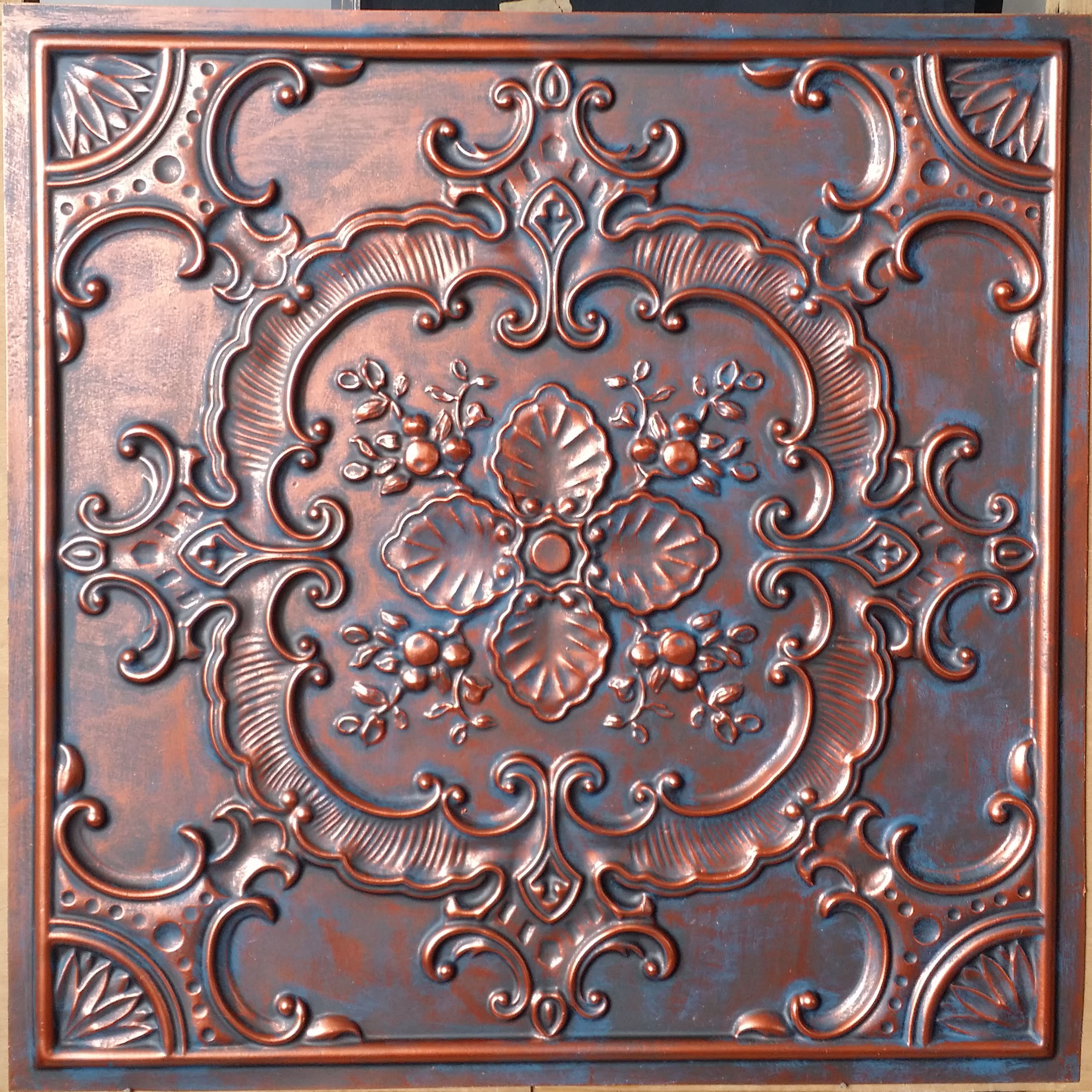 Metallic Ceiling tiles Faux tin rust copper decor wall panel PL18 10pcs/lot 