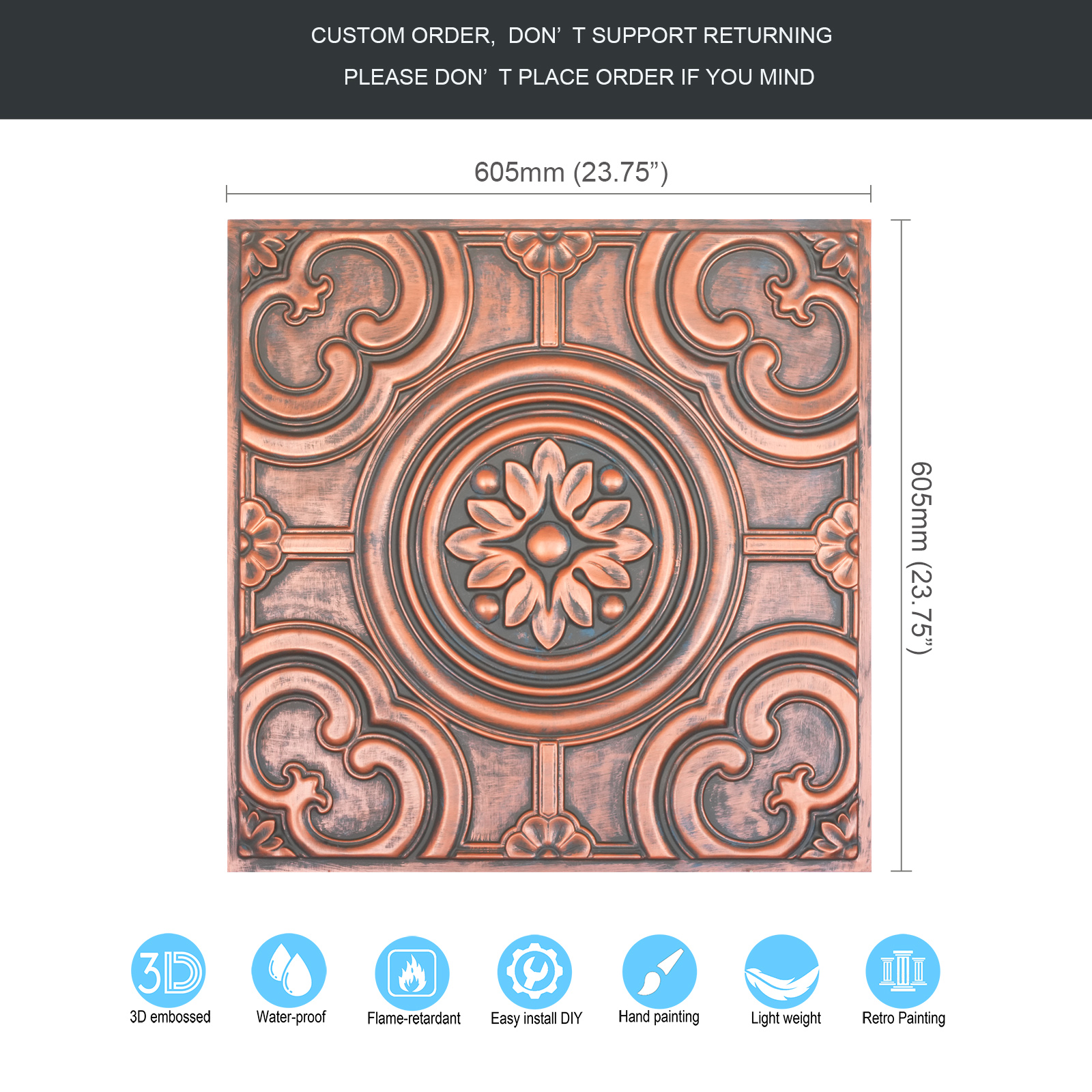 Rustic copper ceiling tiles 