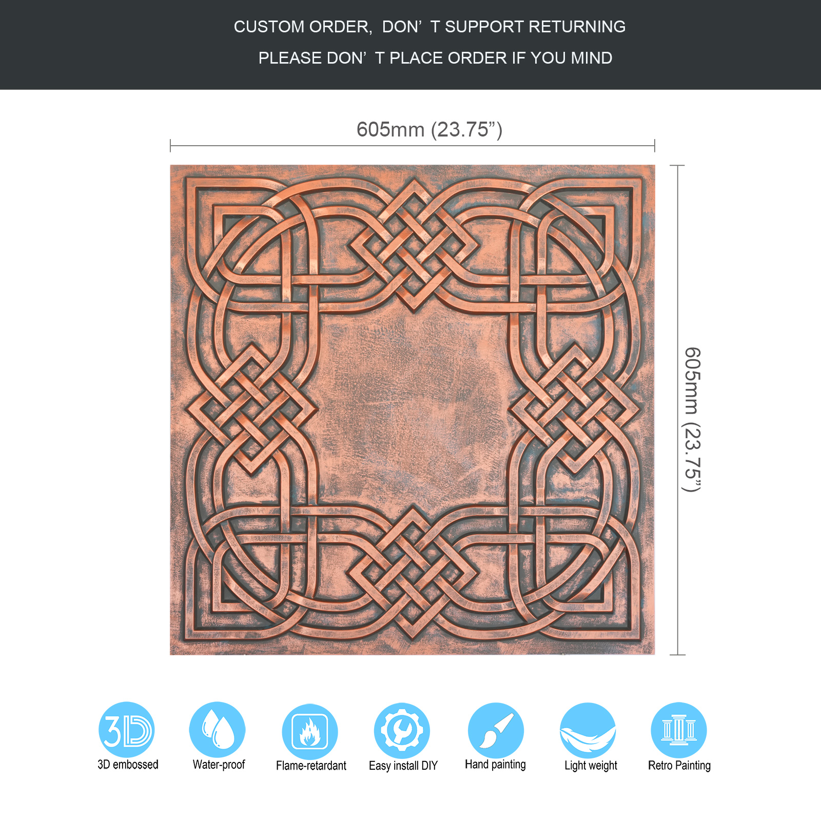 Rustic copper ceiling tiles 