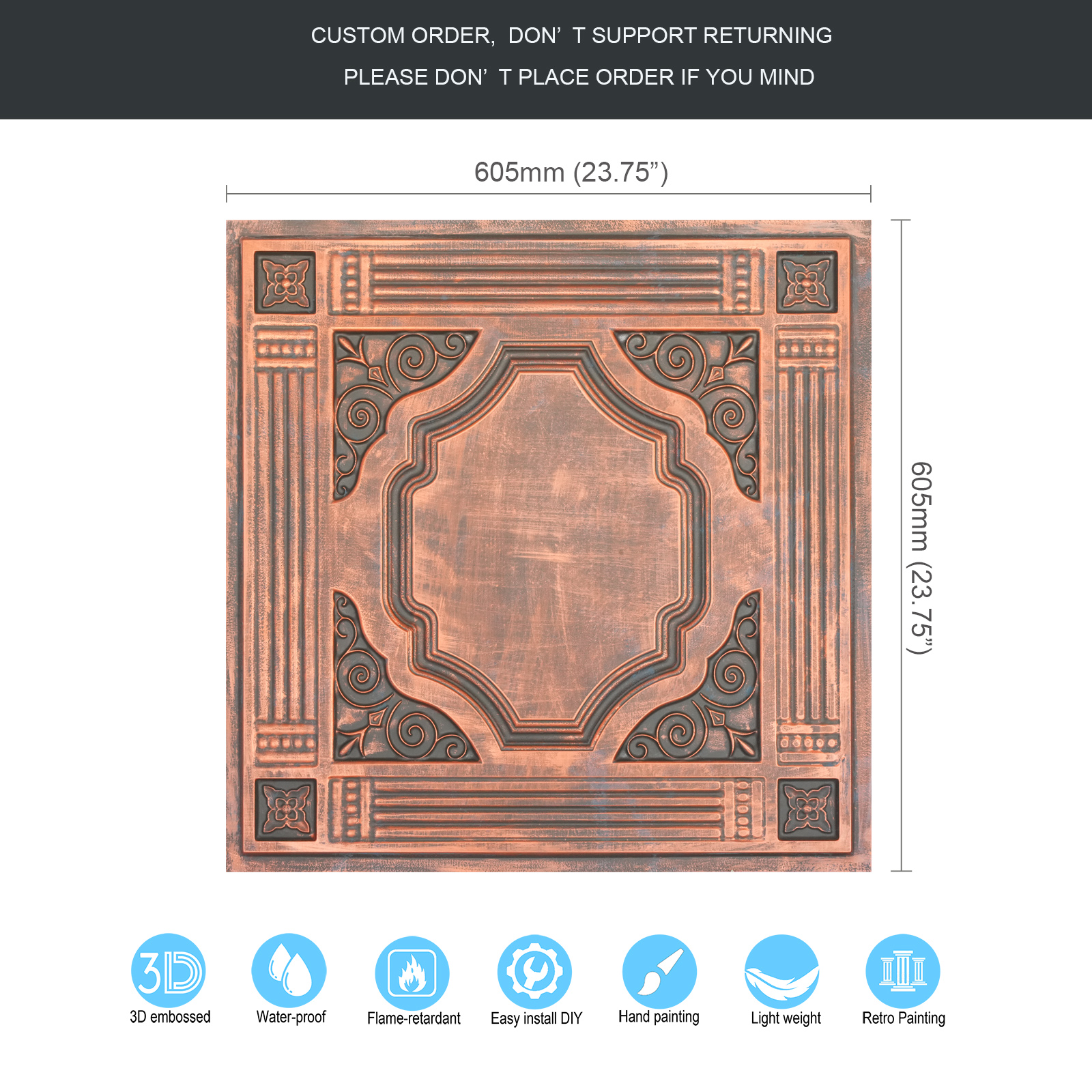 Rustic copper ceiling tiles 